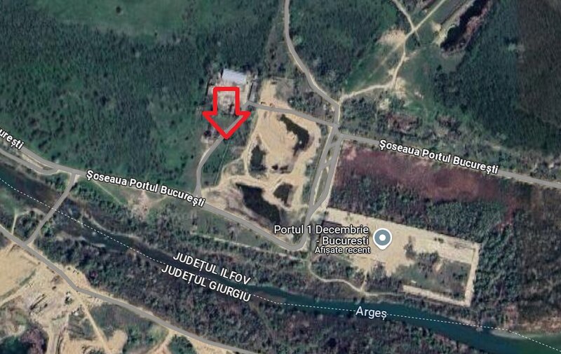 Ilfov Teren 4 ha cu hale si posibilitate exploatare pietris langa Portul 1 Decembrie
